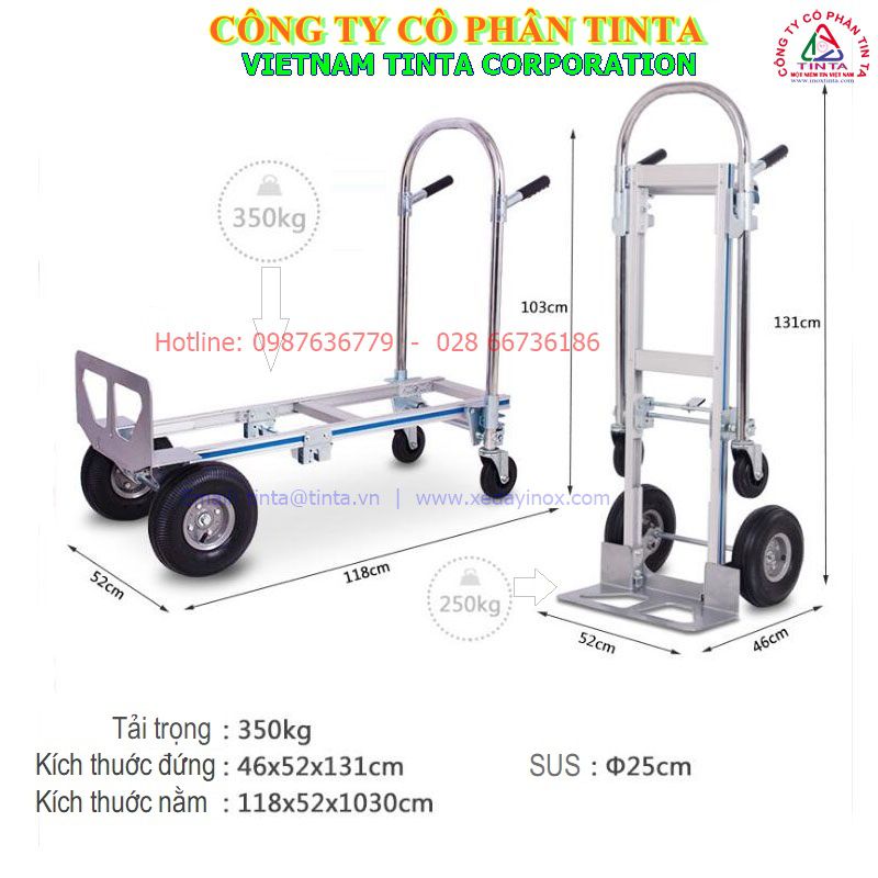Bán xe đẩy hàng Nha Trang 2 bánh, 4 bánh giá cả hợp lý